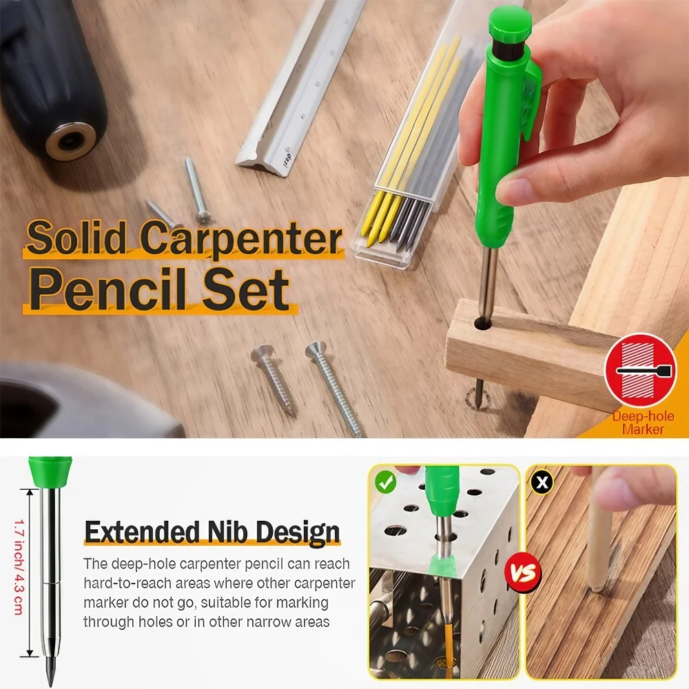 金属製ロングチップメカニカルペンシルキット、木工用深穴マーキ - Marking Tools In Workshop のレビューと価格